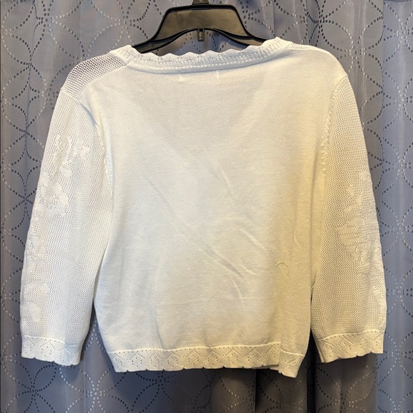 Kate Kasin White Floral Knit Sweater - Picture 3 of 3